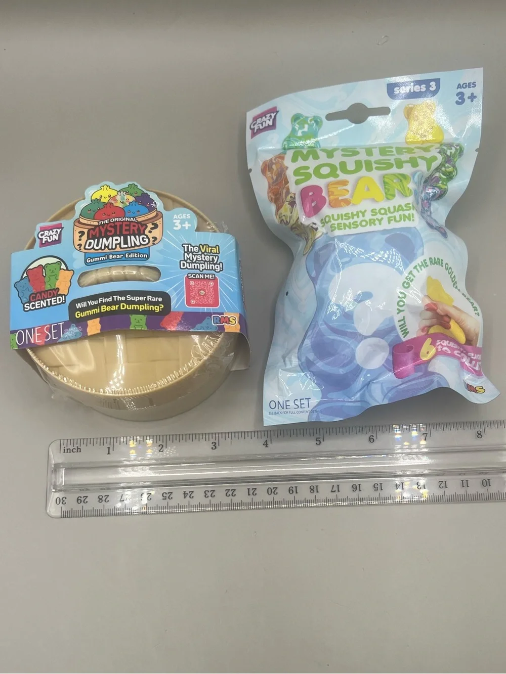 RMS Crazy Fun Mystery GUMMY BEAR Dumpling Bun + Mystery SQUISHY BEAR ~2 Pack